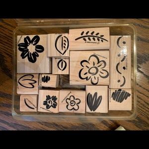 Fanciful Flowers rubber stamp set